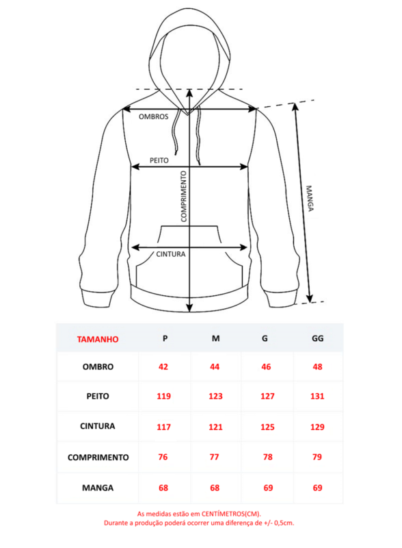 Tabela De Medidas Moletom Kigurumices